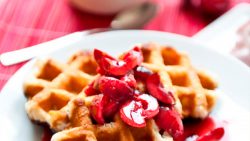 Waffles with Hot Cherries
